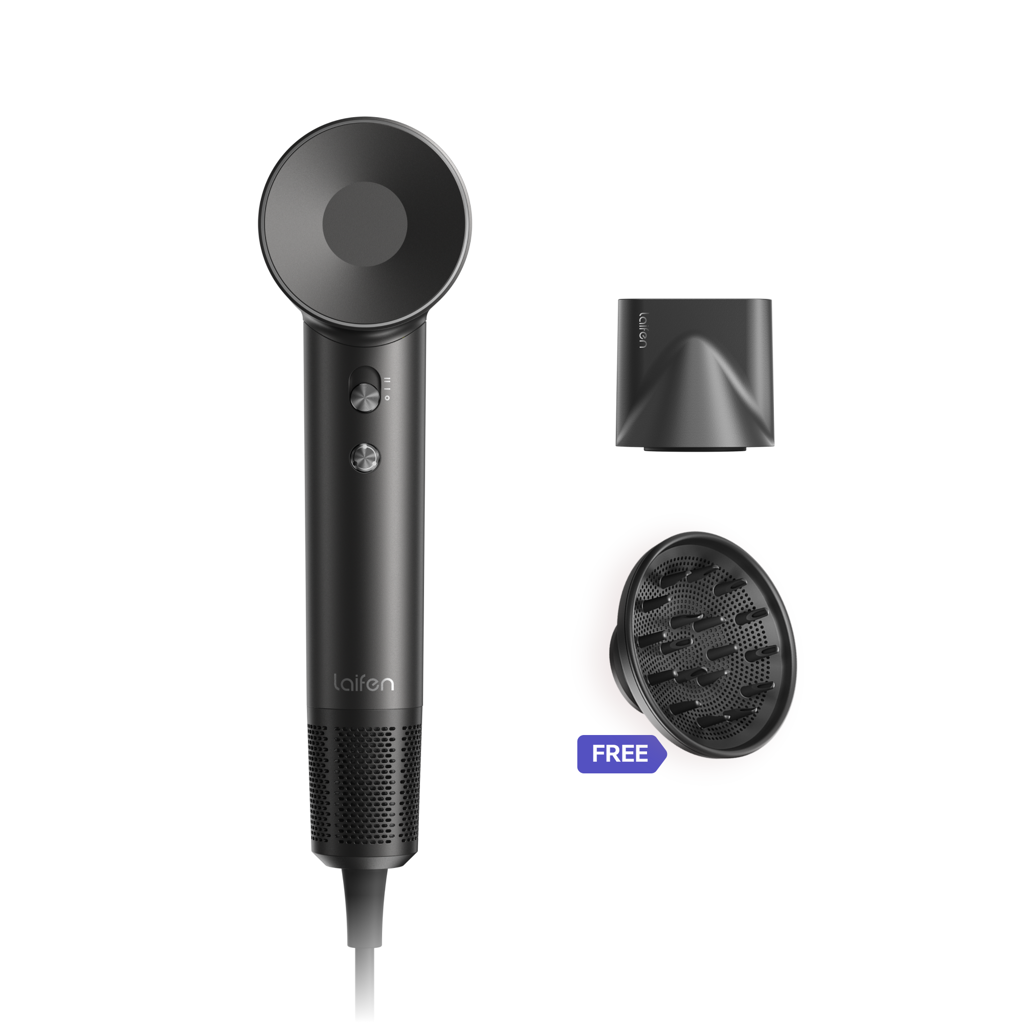 Choose Your Hair Dryer_Matte Black Laifen Diffuser Nozzle EU